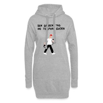 Den ganzen Tag ins Telefon gucken - Hoodie-Kleid - Grau meliert - Vorne