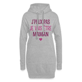J'peux Pas Je Vais être Maman - Future Maman - Sweat-shirt à capuche long Femme - gris chiné - Devant
