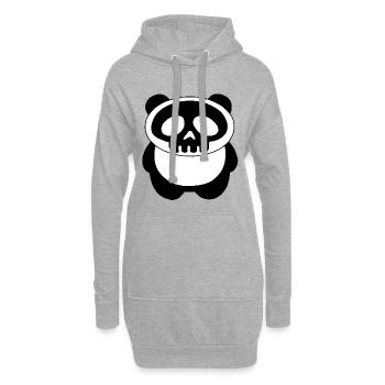 Crâne de panda - Sweat-shirt à capuche long Femme - gris chiné - Devant