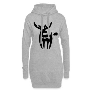 Renne qui pète - Sweat-shirt à capuche long Femme - gris chiné - Devant