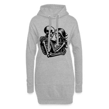 Paire de squelettes d’horreur - Sweat-shirt à capuche long Femme - gris chiné - Devant