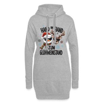 Main dans la main au stand de vin chaud Marché de Noël - Sweat-shirt à capuche long Femme - gris chiné - Devant