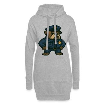 Dessin animé d’officier de police bouledogue - Sweat-shirt à capuche long Femme - gris chiné - Devant