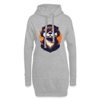 Locker drauf: Otter mit Kopfhörern - Hoodie-Kleid - Grau meliert - Vorne