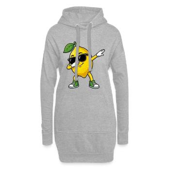 Dessin animé Dun Citron dans la pose Dab - Sweat-shirt à capuche long Femme - gris chiné - Devant