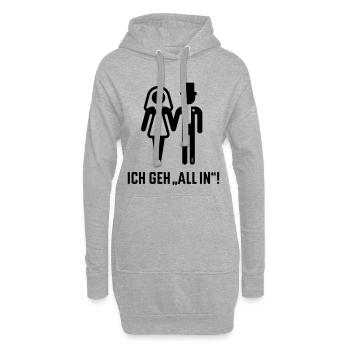 Je me lance à fond ! (Mariage, Mariée et Marié, Enterrement de vie de garçon / B) - Sweat-shirt à capuche long Femme - gris chiné - Devant