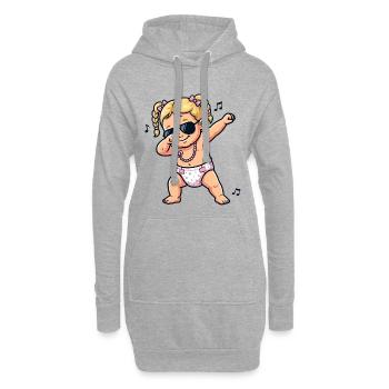 Bébé mignon – Fille blonde - Sweat-shirt à capuche long Femme - gris chiné - Devant