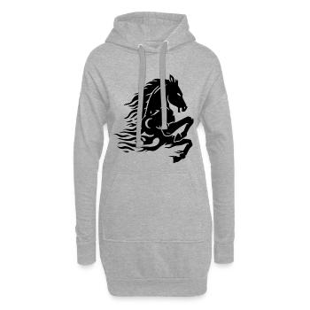 Feuerpferd (Schwarz) - Hoodie-Kleid - Grau meliert - Vorne