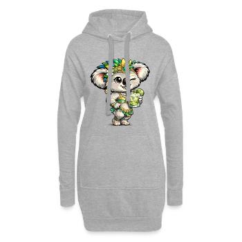 Süßer Koala mit Caipirinha Cocktail - Hoodie-Kleid - Grau meliert - Vorne