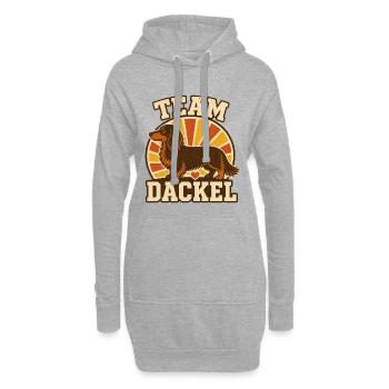 Équipe teckel – Drôle de diction d’amour pour chiens - Sweat-shirt à capuche long Femme - gris chiné - Devant