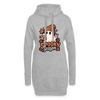 Fantôme de la saison effrayante avec chapeau citrouille - Sweat-shirt à capuche long Femme - gris chiné - Devant