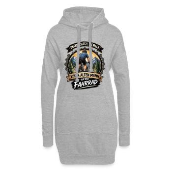 Unterschätze NIEMALS alten Mann auf dem Fahrrad - Hoodie-Kleid - Grau meliert - Vorne