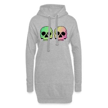 Two skulls - Hoodie-Kleid - Grau meliert - Vorne