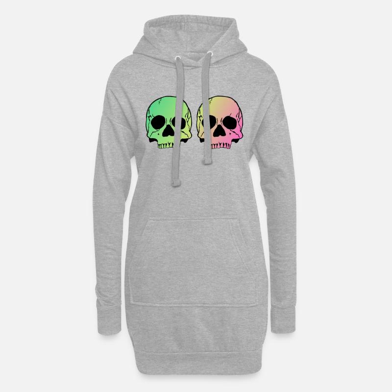 Two skulls - Hoodie-Kleid - Grau meliert