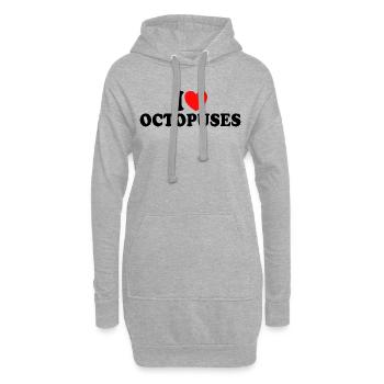 J'aime Les Poulpes - J'adore Les Poulpes - Sweat-shirt à capuche long Femme - gris chiné - Devant