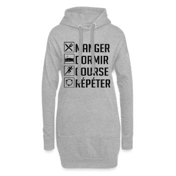 Manger, Dormir, Course, Répéter - Sweat-shirt à capuche long Femme - gris chiné - Devant
