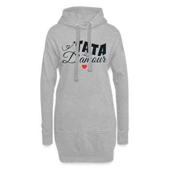 Tata D'amour - Sweat-shirt à capuche long Femme - gris chiné - Devant