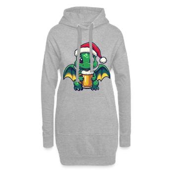 Drache Weihnachten Bier Lustig - Hoodie-Kleid - Grau meliert - Vorne