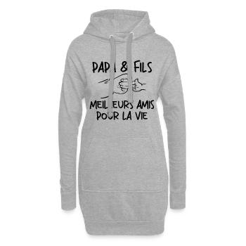 Papa Et Fils Meilleurs Amis Pour La Vie - Sweat-shirt à capuche long Femme - gris chiné - Devant