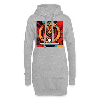 Dragon Cuppa - Hoodie Dress - heather grey - Front