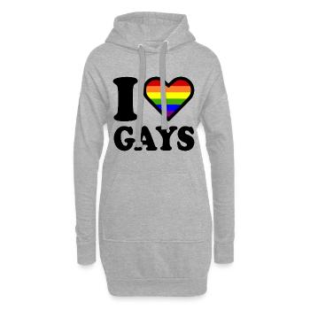 I love gays - Sweat-shirt à capuche long Femme - gris chiné - Devant