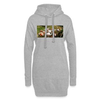 Les flamants roses - Sweat-shirt à capuche long Femme - gris chiné - Devant