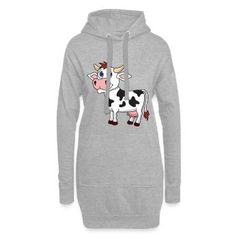 Vache drôle mignonne et cool - Sweat-shirt à capuche long Femme - gris chiné - Devant