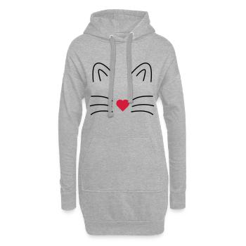 Katze - Hoodie-Kleid - Grau meliert - Vorne