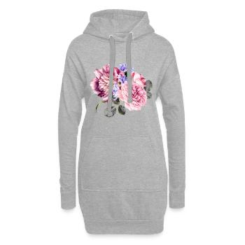 Bouquet de fleurs - Sweat-shirt à capuche long Femme - gris chiné - Devant