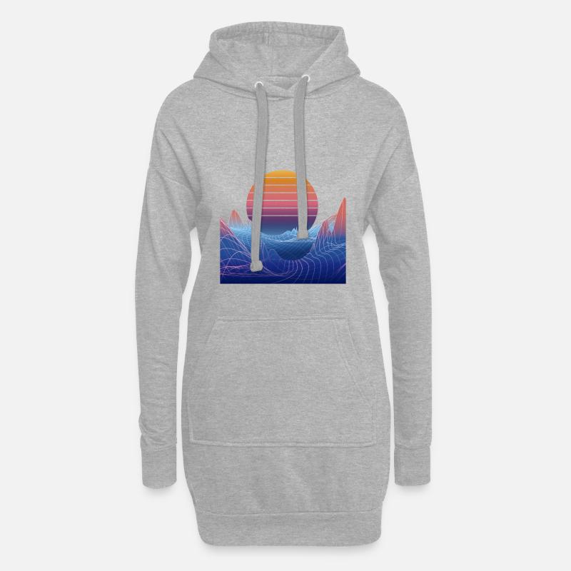 Synthwave Sunset Design - Hoodie-Kleid - Grau meliert