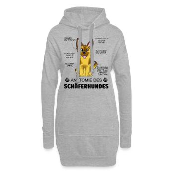 Anatomie des Schäferhundes - Hoodie-Kleid - Grau meliert - Vorne