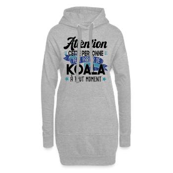 Koala Animal Mignon Cadeau Humour Peluche Zoo - Sweat-shirt à capuche long Femme - gris chiné - Devant