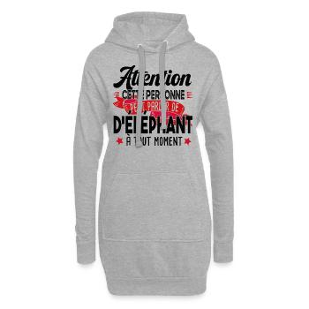 Éléphant Animal Dumbo Cadeau Humour Safari Trompe - Sweat-shirt à capuche long Femme - gris chiné - Devant