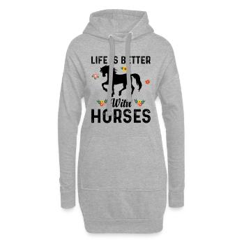 Das Leben Ist Besser Mit Pferden Power Horse - Hoodie-Kleid - Grau meliert - Vorne