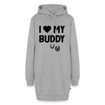 J’aime mon copain signe de cœur de sabots de cheval - Sweat-shirt à capuche long Femme - gris chiné - Devant