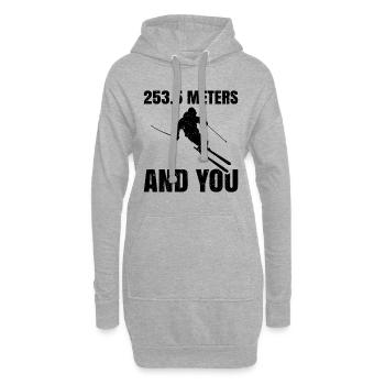 253,5 mètres et vous skiez - Sweat-shirt à capuche long Femme - gris chiné - Devant