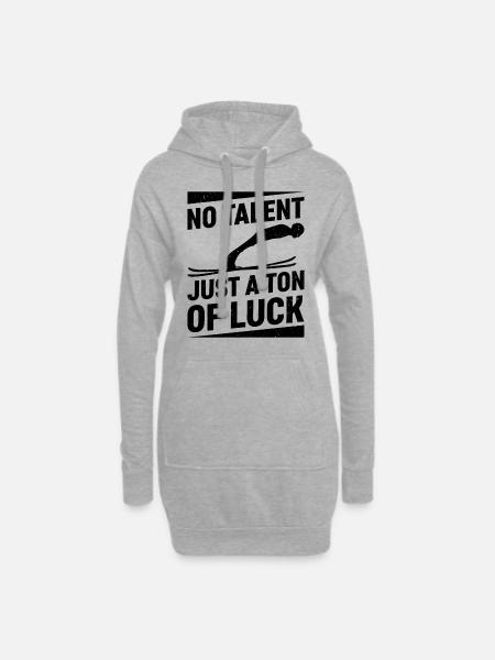 Kein Talent, Nur Eine Menge Glück Skispringen - Hoodie-Kleid - Grau meliert