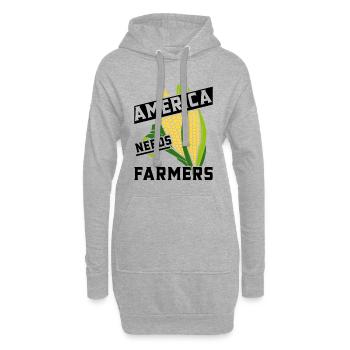 America needs farmers corn food - Hoodie Dress - heather grey - Front