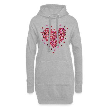 Saint-Valentin petits coeurs bombe aérosol - Sweat-shirt à capuche long Femme - gris chiné - Devant