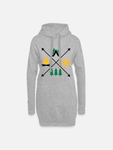 Camping - Hoodie-Kleid - Grau meliert