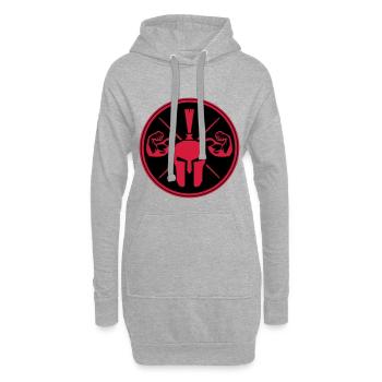 casque spartan guerrier spartan - Sweat-shirt à capuche long Femme - gris chiné - Devant
