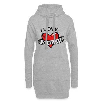 Aurich - Ich liebe Stadtnamen in Tattoo Stil - Hoodie-Kleid - Grau meliert - Vorne