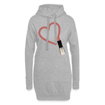 Le rouge à lèvres peint le cœur - Sweat-shirt à capuche long Femme - gris chiné - Devant