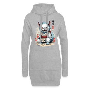 Japonais Yokai Chat Streetwear Esthétique Chats - Sweat-shirt à capuche long Femme - gris chiné - Devant