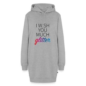 Je te souhaite beaucoup de paillettes - Sweat-shirt à capuche long Femme - gris chiné - Devant