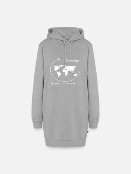 Traveling around the world - Hoodie-Kleid - Grau meliert