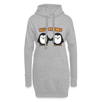 Pingouins Best Friends - Sweat-shirt à capuche long Femme - gris chiné - Devant