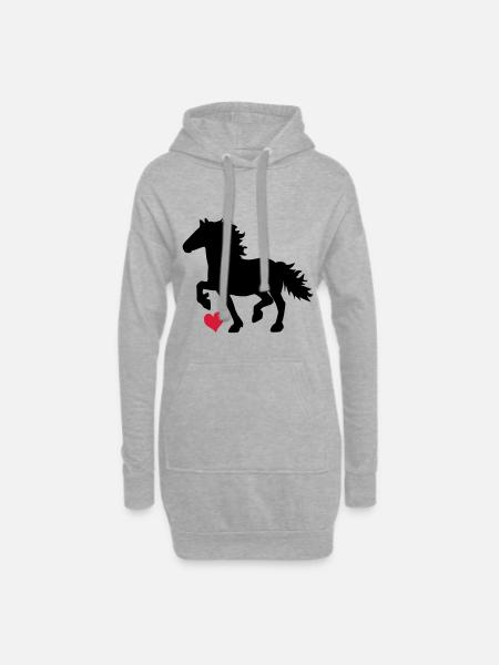 Friesenpferd - Hoodie-Kleid - Grau meliert