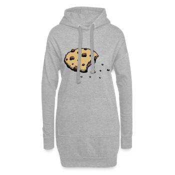 cookie Keks mit Krümeln Knabberei Gebäck Geschenk - Hoodie-Kleid - Grau meliert - Vorne