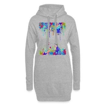 Crazy Multicolored Running Splashes 2 - Sweat-shirt à capuche long Femme - gris chiné - Devant